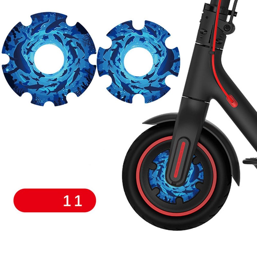 2Pcs Electric Scooter Front Wheel PVC Waterproof Sticker