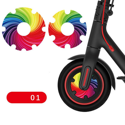 2Pcs Electric Scooter Front Wheel PVC Waterproof Sticker