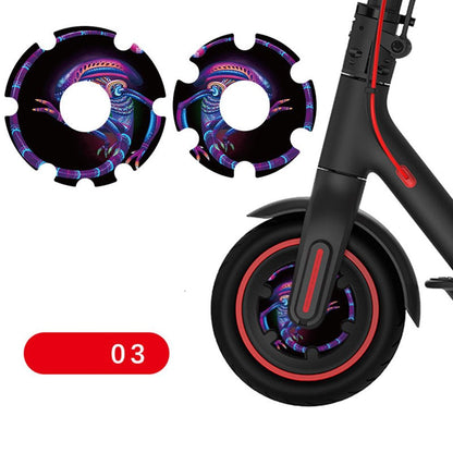 2Pcs Electric Scooter Front Wheel PVC Waterproof Sticker