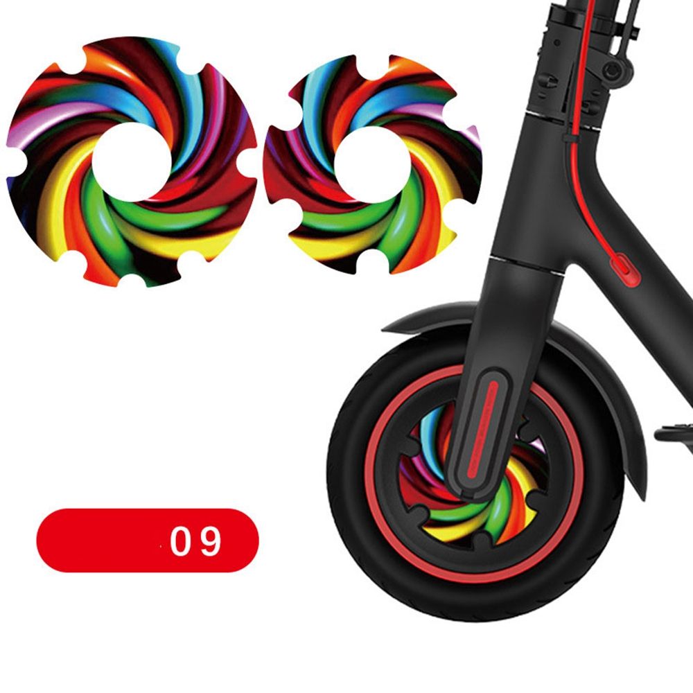 2Pcs Electric Scooter Front Wheel PVC Waterproof Sticker