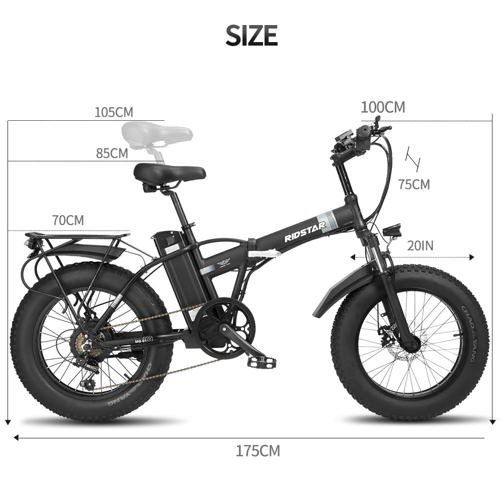 Folding Electric Fat Bicycles With Back Seat 20 Inch - Pro E-Rides